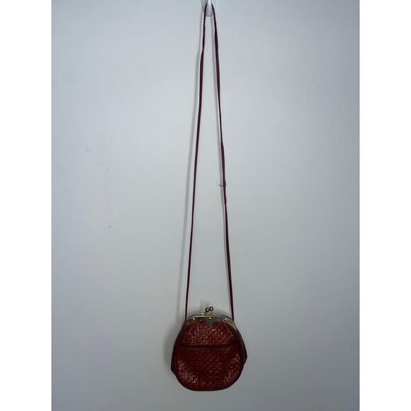 Vintage Woven Crossbody‎ Purse Women One Size Brown Leather Clasp Closure - Picture 8 of 9
